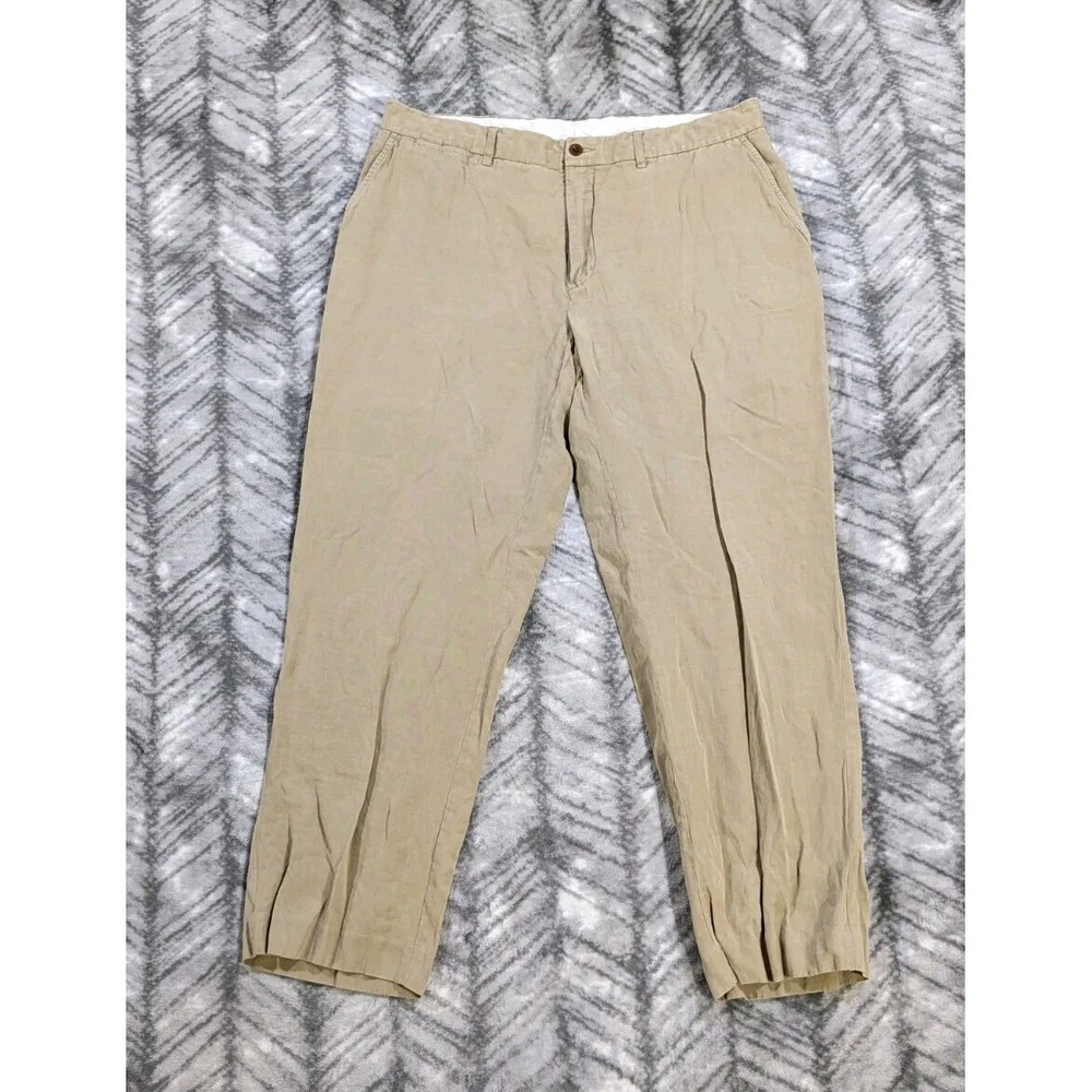 Vtg Polo Ralph Lauren Mens Preston Pants 35 X 29 Linen Silk Cotton Blend Chino
